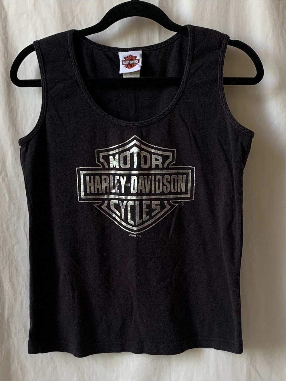 Harley-Davidson Black Tank with Shiny Silver HD Logo Size Large
